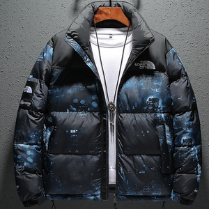 北面蒙经典复刻纽约城市星空加厚潮流外套休闲连帽冬季男羽绒棉服