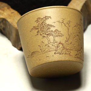 00gdgh2004淘宝宜兴惠缘紫砂 王翔(祥)刻绘 段泥(260cc石瓢)山水