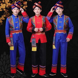 新款成人男士布依族演出服装56个少数民族特色传统表演服饰舞蹈服