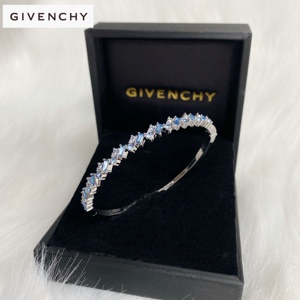 正品新款Givenchy纪梵希个性水晶方钻镶钻可开口手镯蓝水晶玫瑰金