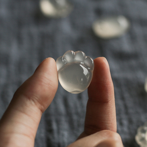 冰种仿玉髓猫爪子吊坠可爱萌物女生小孩子玉石锁骨链挂坠简约