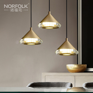 诺福克美式简约床头吊灯全铜轻奢卧室小吊灯吧台灯创意网红灯具1人