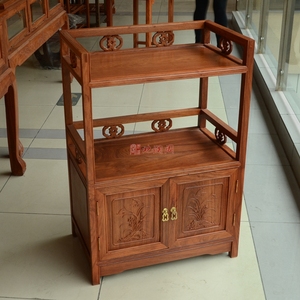 红木茶水柜 刺猬紫檀餐边柜 实木茶水架储物柜 中式简易转角柜