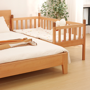 小乔造木全实木儿童拼接床单独小床拼接大床床边带护栏宝宝床
