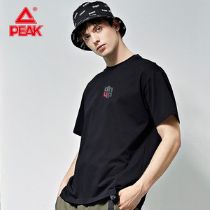 匹克短袖t恤男潮夏季宽松圆领运动体恤上衣黑白色半袖休闲t针织衫