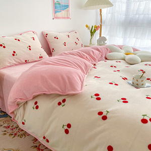 床单单件粉色花