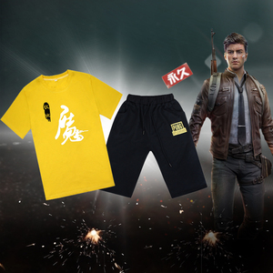 和平精英伏地魔短袖套装儿童绝地求生吃鸡大逃杀夏季薄款真人衣服