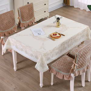 日本进口pvc防水桌布美式布纹蕾丝台布长方形塑料桌布防滑餐桌布