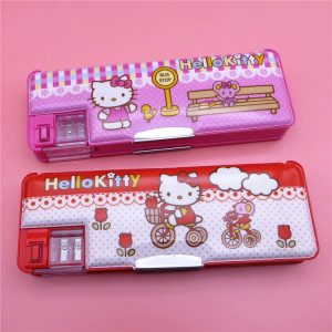 包邮韩款hello kitty卡通双面磁铁铅笔盒kt猫凯蒂猫多功能文具盒