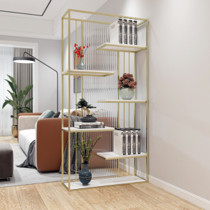 铁艺书架置物架落地办公室入户玄关屏风隔断客厅现代简约轻奢书柜