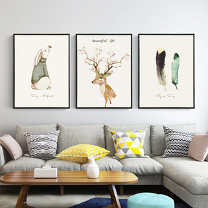 客厅装饰画沙发背景墙面现代简约三联画北欧大气挂画餐厅壁画卧室