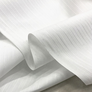 日本进口白色无弹竖条纹 细线纯棉薄款棉布时装 夏季衬衫裙子布料
