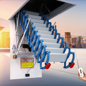 阁楼伸缩楼梯加厚家用电动复式别墅升降隐形自动遥控折叠收缩梯子