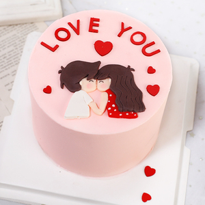 七夕情人节烘焙蛋糕装饰粉色爱心插牌比心示爱闺蜜情侣软陶插件