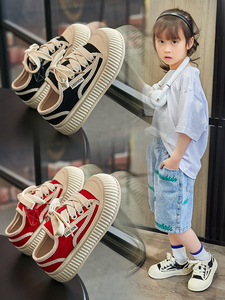 女童鞋帆布鞋2023秋季新款儿童板鞋男童休闲运动鞋夏款女孩饼干鞋