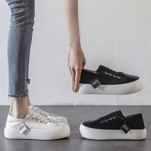 韩国潮牌白色松糕鞋女厚底新款夏季薄款透气小白鞋大头丑萌面包鞋