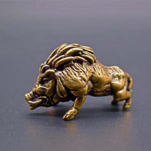 复古做旧工艺品纯铜小野猪摆件铜雕茶宠黄铜小号铜器收藏动物生肖