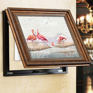 美式乡村电表箱装饰画可推拉遮挡配电箱挂画总开关电闸盒壁画墙画