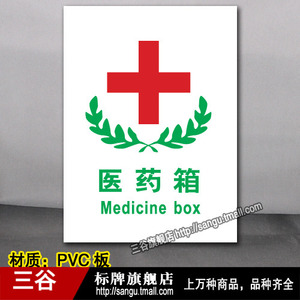 f08医药箱标牌急用标识牌十字药箱标语牌pvc板材质雪弗板3mm5mm厚铝板