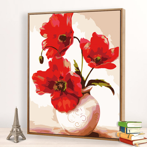 加厚框diy数字油画玫瑰花卉学生减压手绘填色挂画客厅大幅装饰画