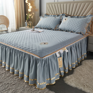 a类大豆床笠款床裙纯色加厚夹棉全包防滑床套席梦思床罩防滑裙式