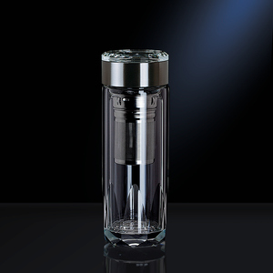 韩科水晶双层玻璃杯子ins风带盖便携保温茶水分离水杯过滤泡茶杯