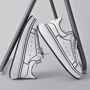 小白鞋男春季麦昆男鞋欧洲站白鞋小众设计感原创男款休闲板鞋潮鞋