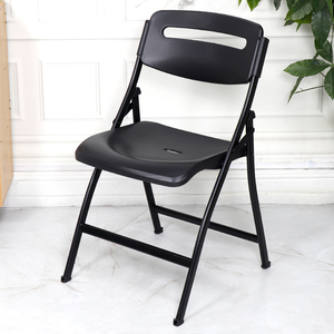 简易办公折叠凳子家用靠背椅子加厚塑料培训椅电镀会议椅白色简约