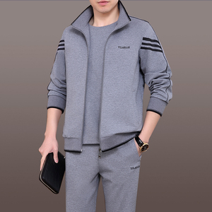 中老年运动套装男春秋三件套爸爸休闲装宽松中年男士运动服套装男