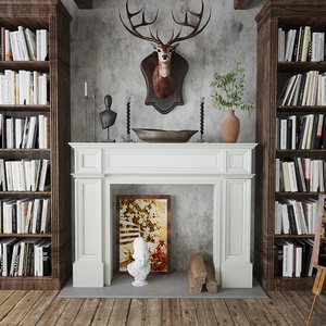 法式壁炉装饰柜实木现代简约民宿美式家用客厅白色壁炉架玄关置物