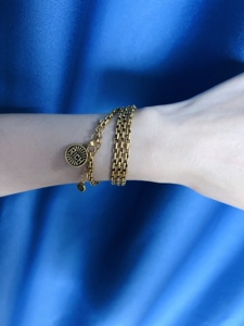 金公主珠宝足金999无氢电黑工艺密卡链百搭百变风格男女同款项链