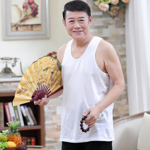 中老年人男士纯棉汗衫父亲装打底背心短袖t恤爸爸夏装爷爷衣服男