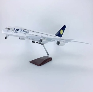 飞机模型带轮蒂灯光德国汉莎航空a380空客仿真 客机收藏航模摆件