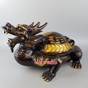 纯铜八卦龙龟金钱龟龙头龟背铜钱赑屃霸下神兽风水装饰品摆件