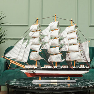 大号一帆风顺帆船模型摆件仿真实木船客厅酒柜装饰品商务开业礼物