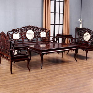 酸枝木中式仿古洋花沙发6件套组合别墅沙发会所沙发大理石沙发