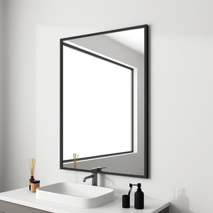 铝合金边框卫生间镜子贴墙自粘免打孔厕所洗脸池壁挂长方形梳妆镜