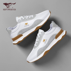 七匹狼男鞋春季2022年新款运动鞋潮流百搭阿甘鞋子真皮男士休闲鞋