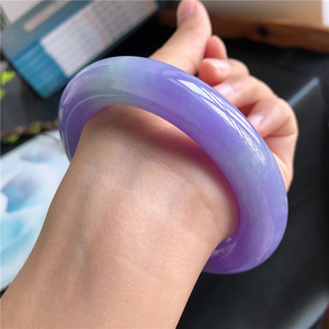 驰尚翡翠58圈口冰糯种帝王紫圆条手镯女款 缅甸正品a货b1110948