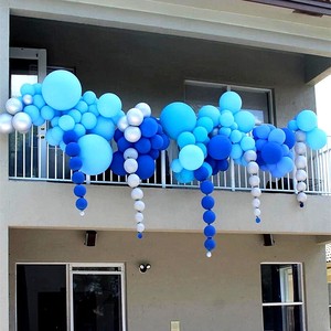 深蓝色气球10寸亚光圆形马卡龙蓝乳胶水鸭男孩生日客厅派对布置