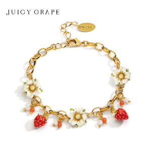 juicy grape手链女夏设计感原创珐琅可爱甜美水果草莓花朵手饰品