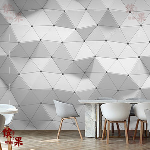 3d立体凹凸背景墙壁纸简约几何logo科技感装饰前台办公室装修墙纸