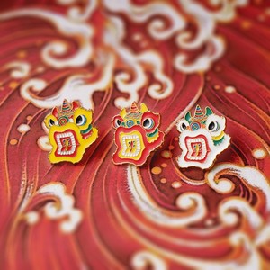 原创设计halder 舞狮胸针 中国风文创醒狮子头徽章 春节喜庆勋章