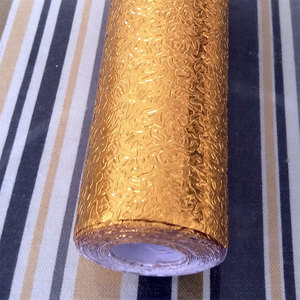 金银色橘纹自贴锡纸 厨房家具背景墙橱柜油烟墙铝箔带胶复合粘纸