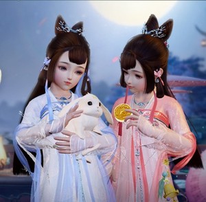 剑网3剑三蘑菇盒子 五中盒子 三代 四代中秋粉蓝 黑白发衣服盒子