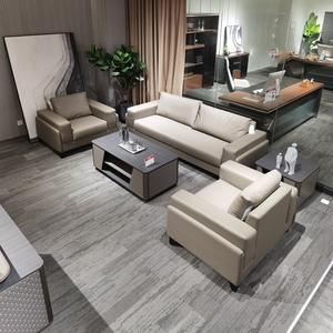 意式轻奢灰色办公沙发客厅现代简约高档三人小户型广东办公家具