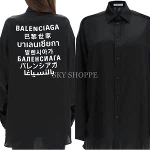 balenciaga/巴黎世家 后背七国语言 丝绸真丝 黑色 衬衫衬衣