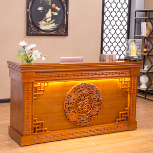 复古中式雕花收银台柜台带灯服装店美容院养生中医馆茶楼饭店前台