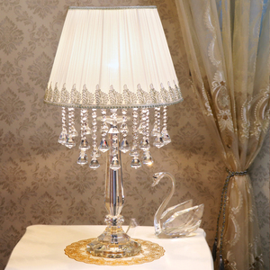 现代时尚简欧式奢华客厅水晶台灯美式结婚房浪漫温馨卧室床头暖光