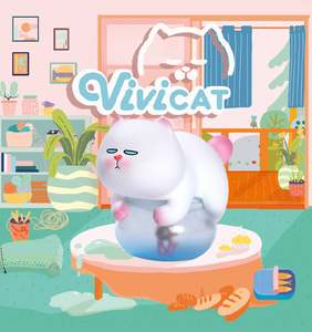vivicat懒趴系列盲盒 popmart泡泡玛特慵懒猫咪公仔娃娃手办